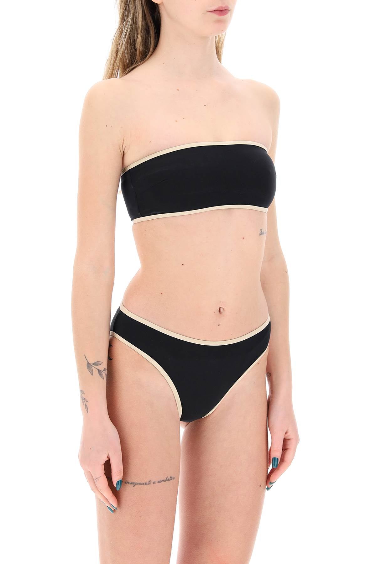 Strapless Bikini Top With Contrasting Edges  - Black