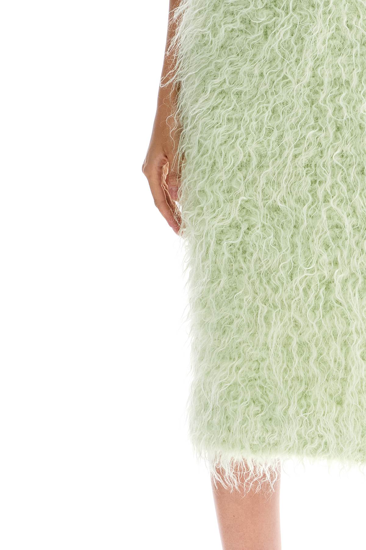 Midi Faux Fur Skirt In  - Green