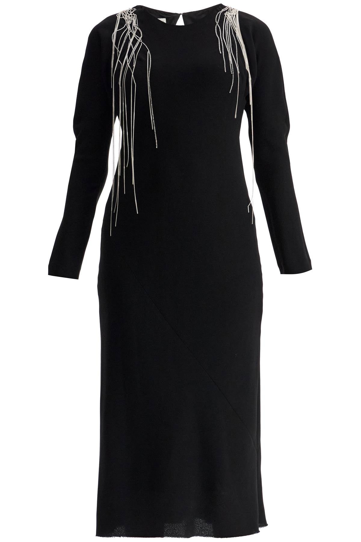 Davion Dress With Chains And Crystals  - Black