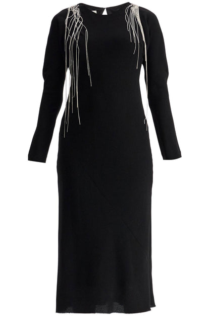 Davion Dress With Chains And Crystals  - Black