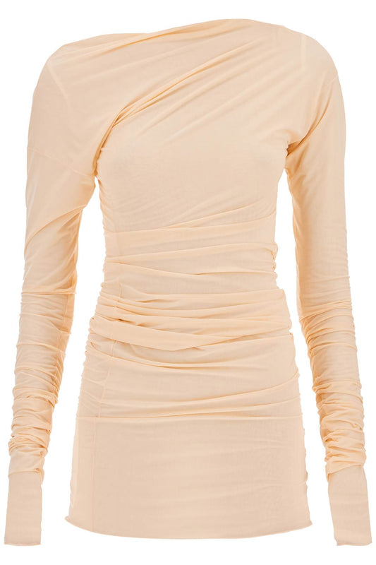 Long-sleeved Draped Top With  - Pink