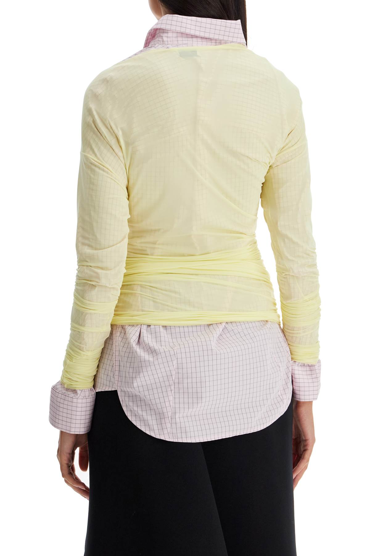 Long-sleeved Draped Top With  - Yellow