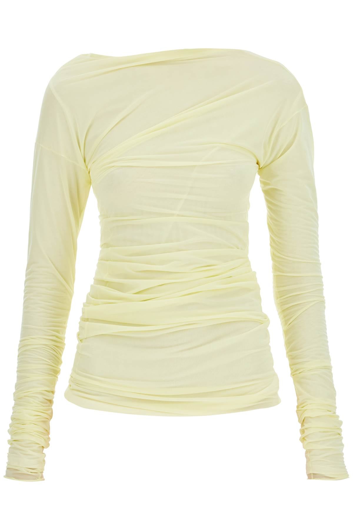 Long-sleeved Draped Top With  - Yellow