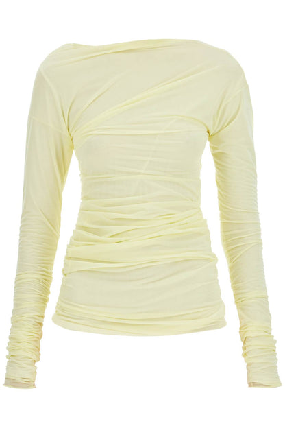 Long-sleeved Draped Top With  - Yellow