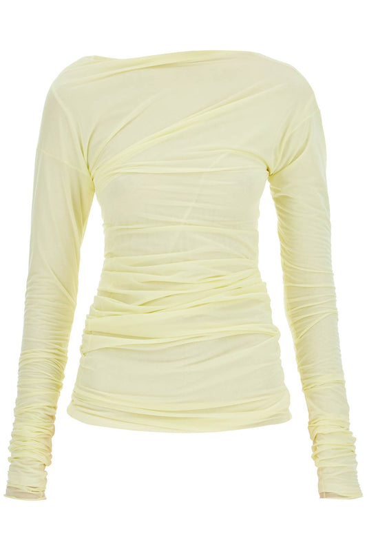 Long-sleeved Draped Top With  - Yellow