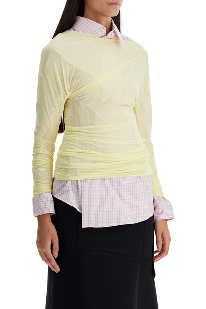 Long-sleeved Draped Top With  - Yellow