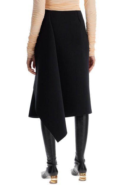 Midi Scuba Skirt With Draping  - Black