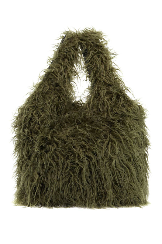 Eco Fur Tote Bag In  - Green