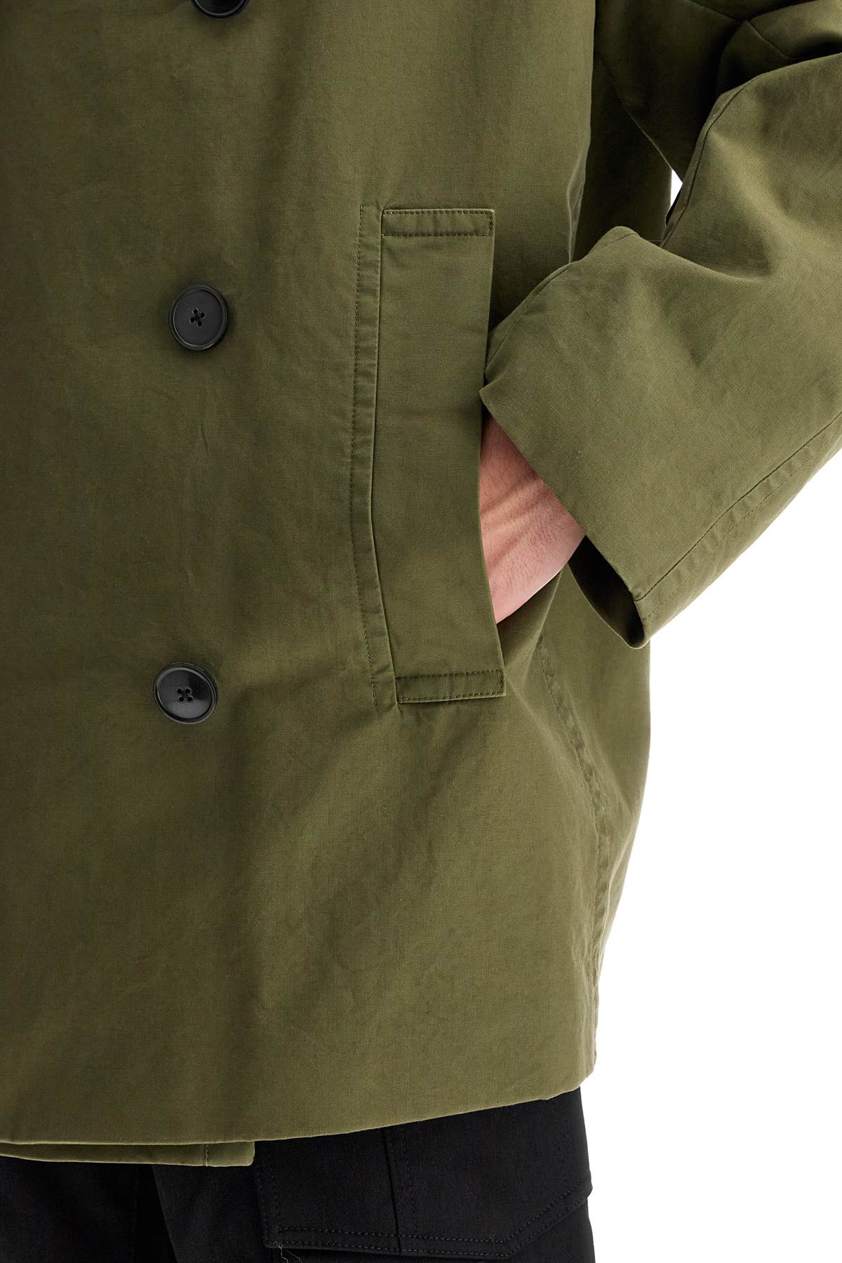 "overdyed Cotton Coat  - Khaki