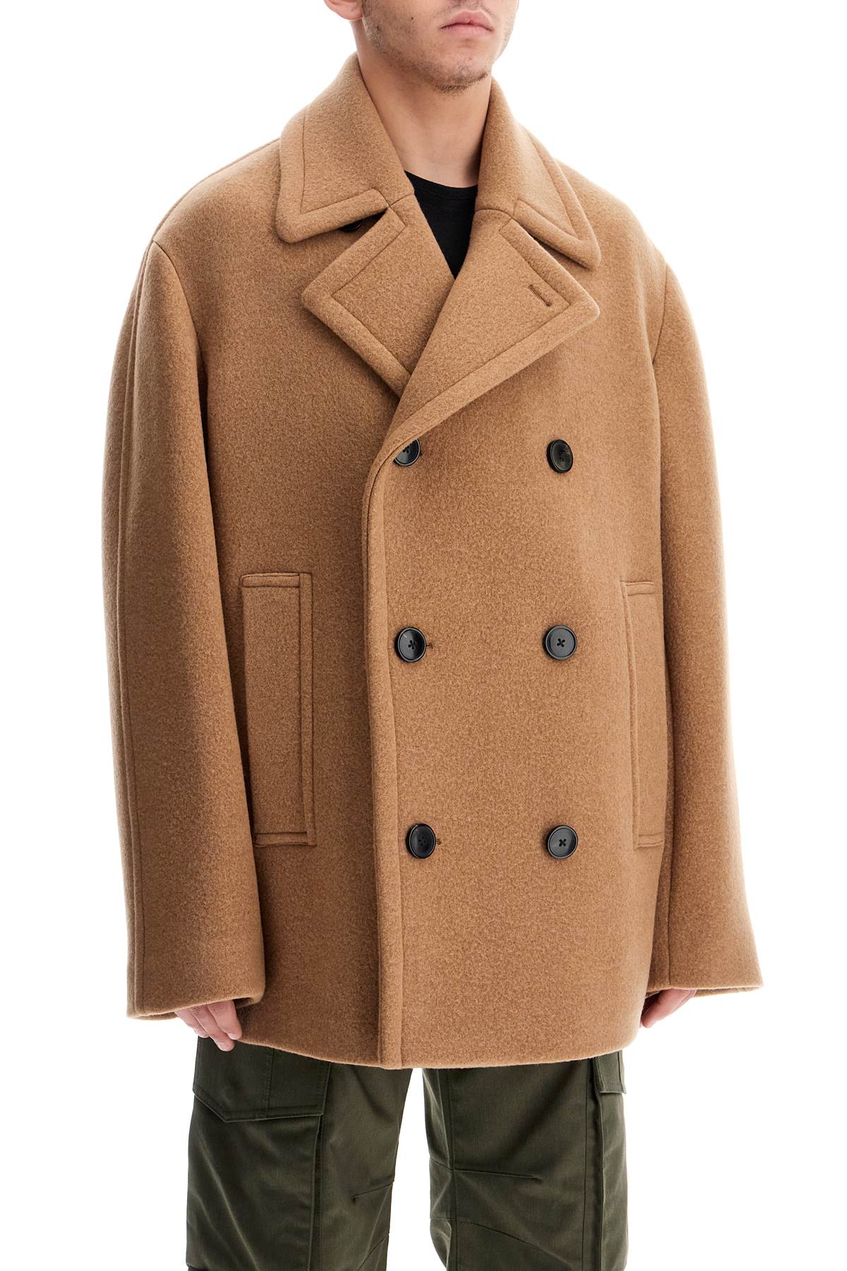 Wool Coat For Men  - Beige