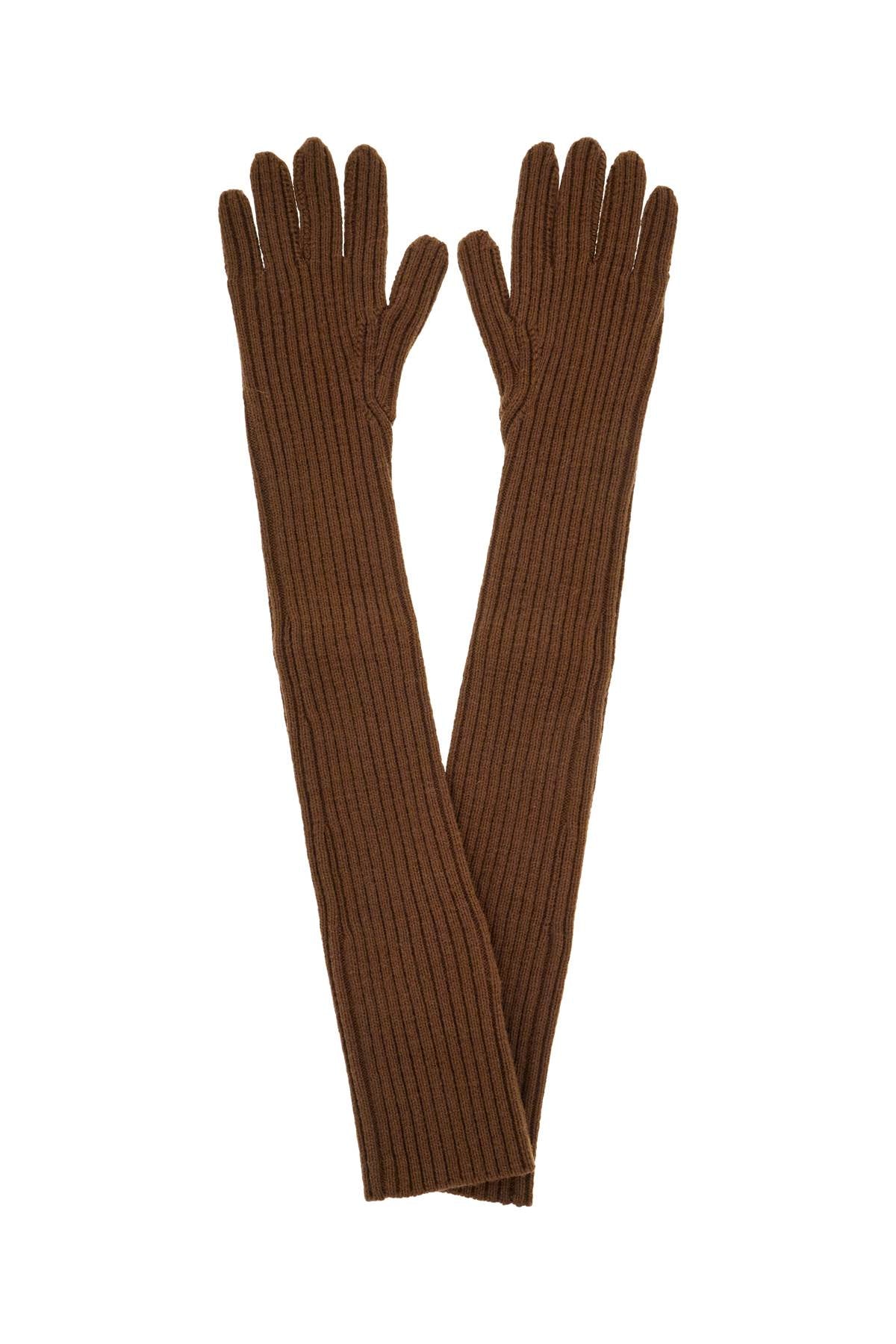 Long Virgin Wool Gloves  - Brown