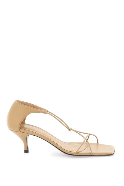 Leather Knot Sandals With  - Beige