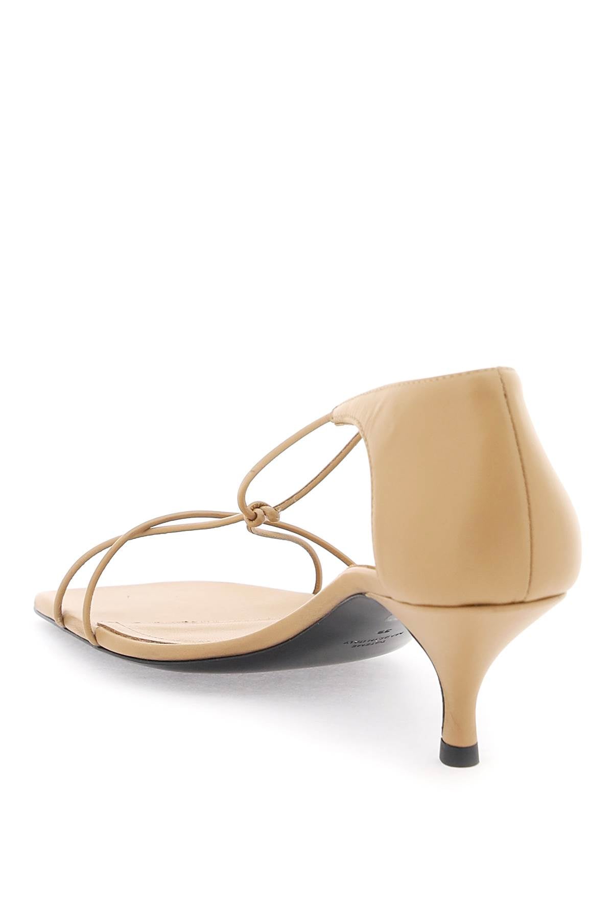 Leather Knot Sandals With  - Beige