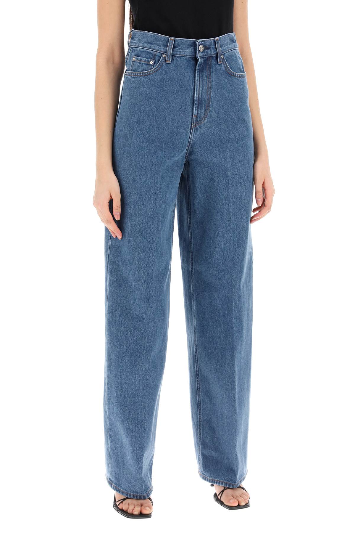 Wide Leg Jeans In Organic Cotton  - Blue