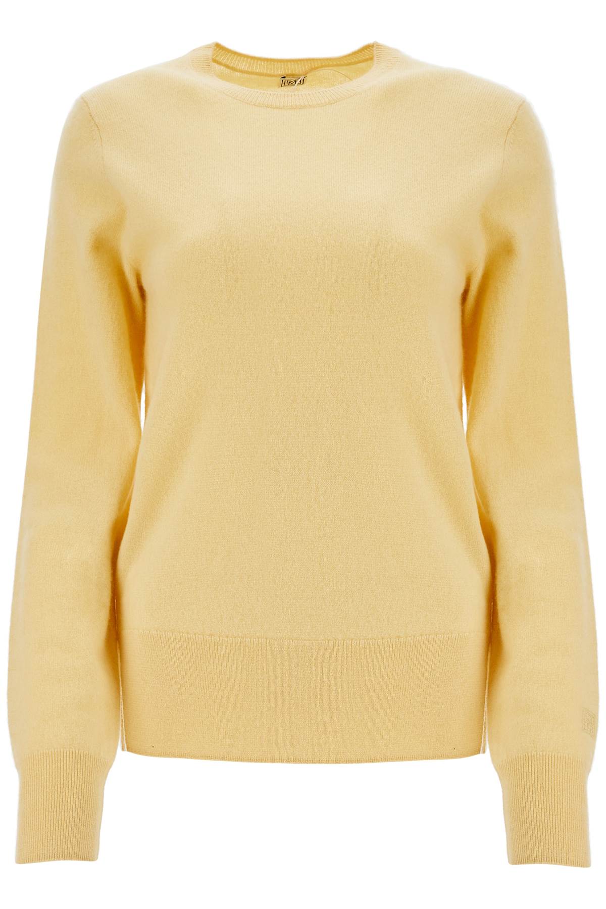 Soft Yellow Cashmere Sweater Crew Neck  - Yellow