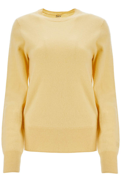 Soft Yellow Cashmere Sweater Crew Neck  - Yellow