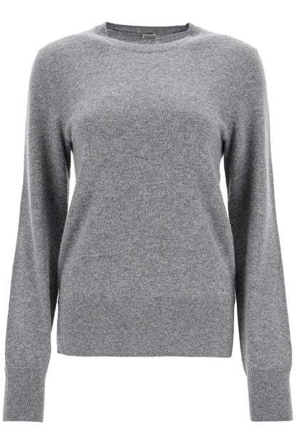 Asymmetrical Grey Mélange Cashmere Sweater  - Grey