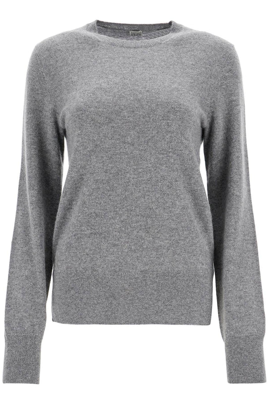 Asymmetrical Grey Mélange Cashmere Sweater  - Grey