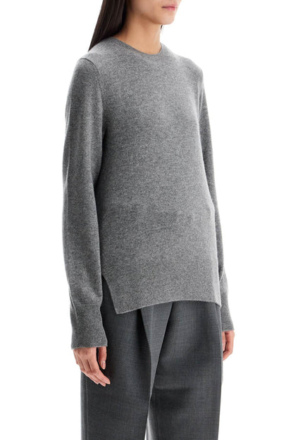 Asymmetrical Grey Mélange Cashmere Sweater  - Grey