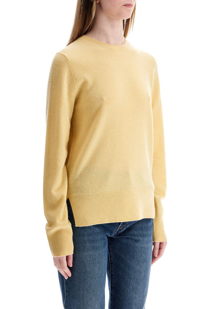 Soft Yellow Cashmere Sweater Crew Neck  - Yellow