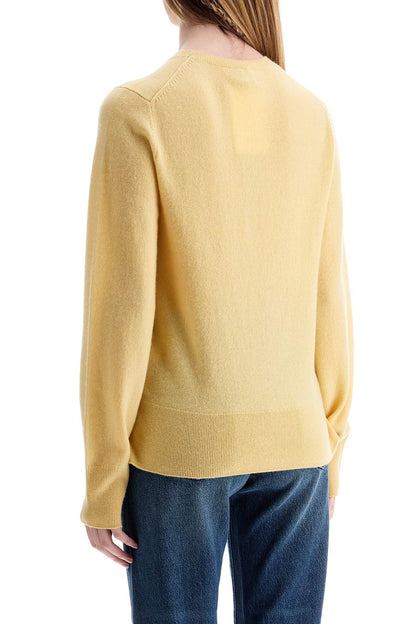 Soft Yellow Cashmere Sweater Crew Neck  - Yellow