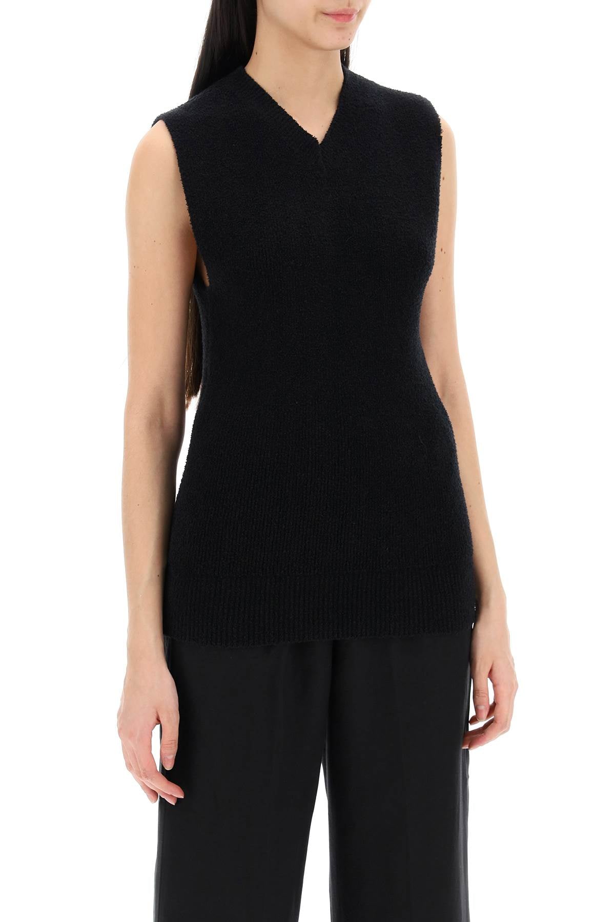 Sleeveless Top In Terry  - Black