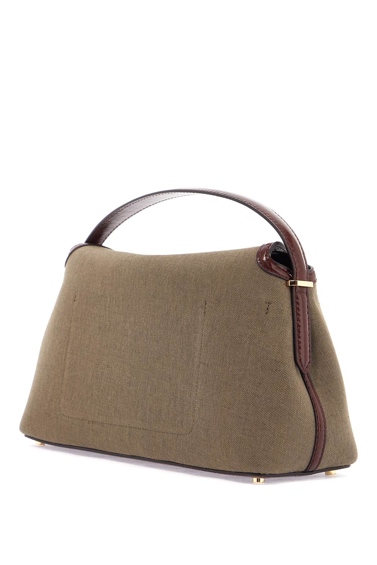 Khaki Green Canvas Top Handle Bag With T-lock Closure  - Green