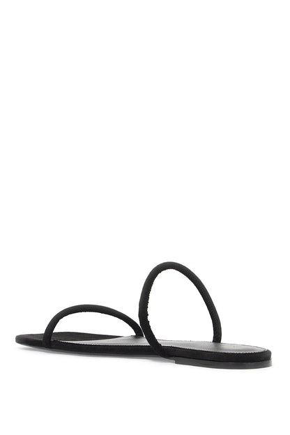 Minimalist Suede Leather Slides  - Black