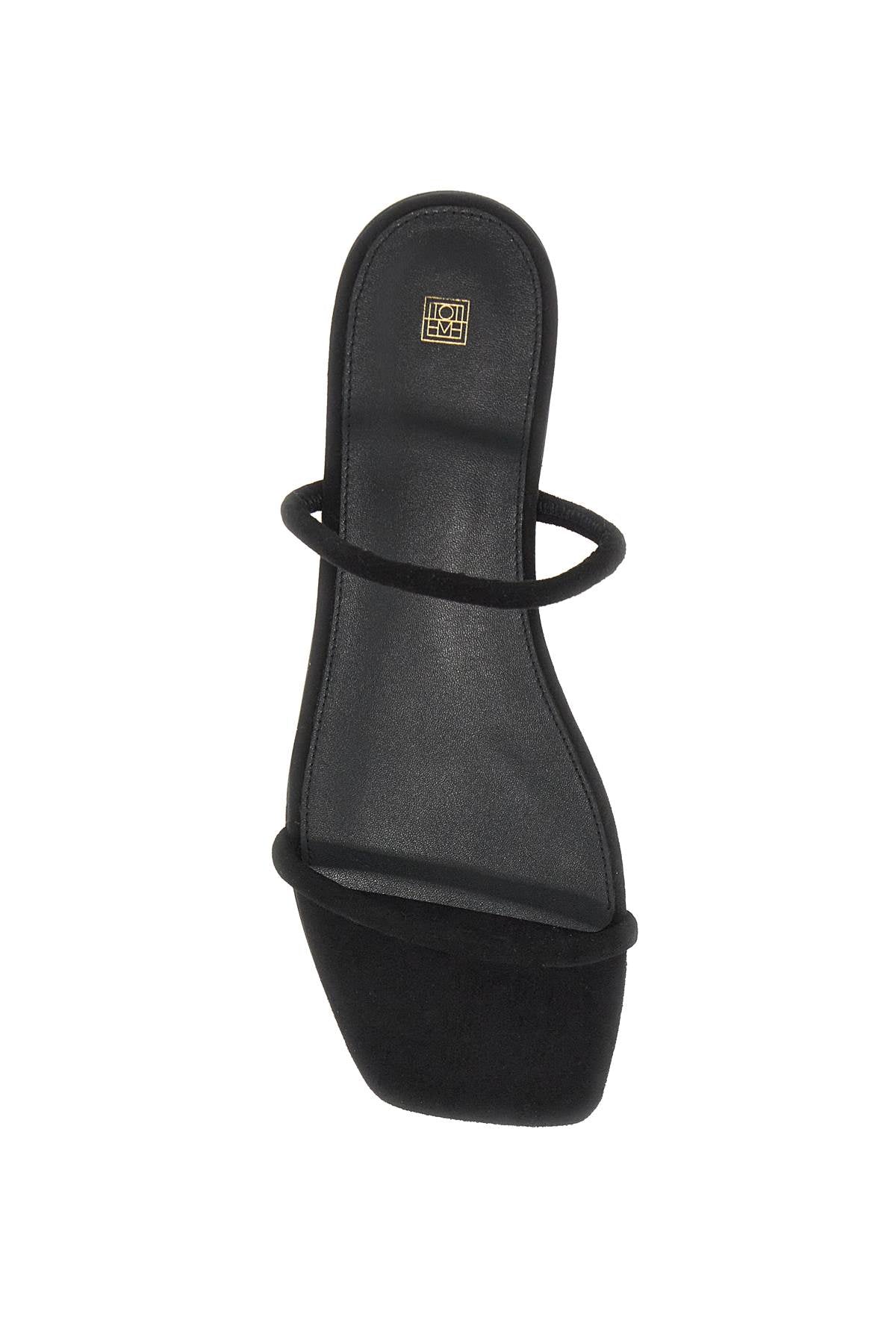 Minimalist Suede Leather Slides  - Black