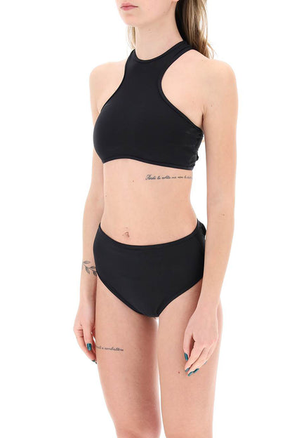 Bikini Set With Mesh Inserts  - Black