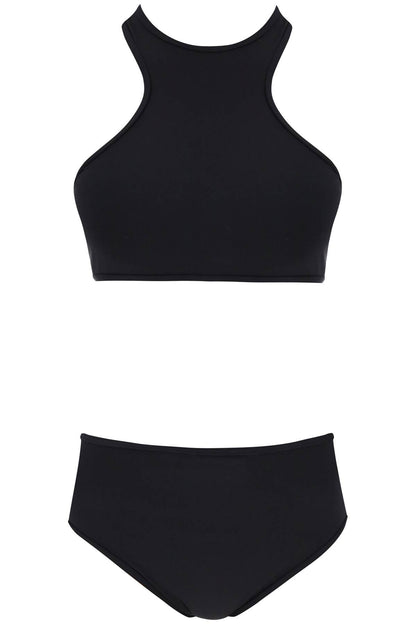 Bikini Set With Mesh Inserts  - Black