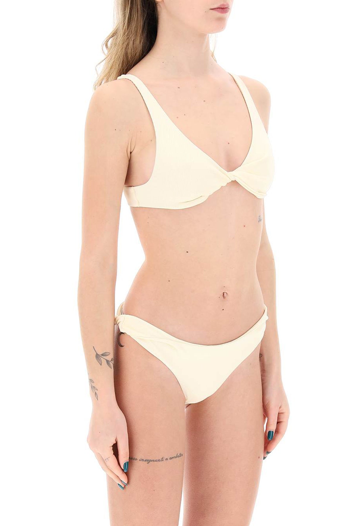 Ribbed Lycra Bikini Set With  - Neutro