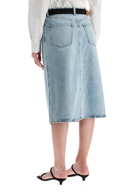 Denim Midi Skirt In Seven  - Blue