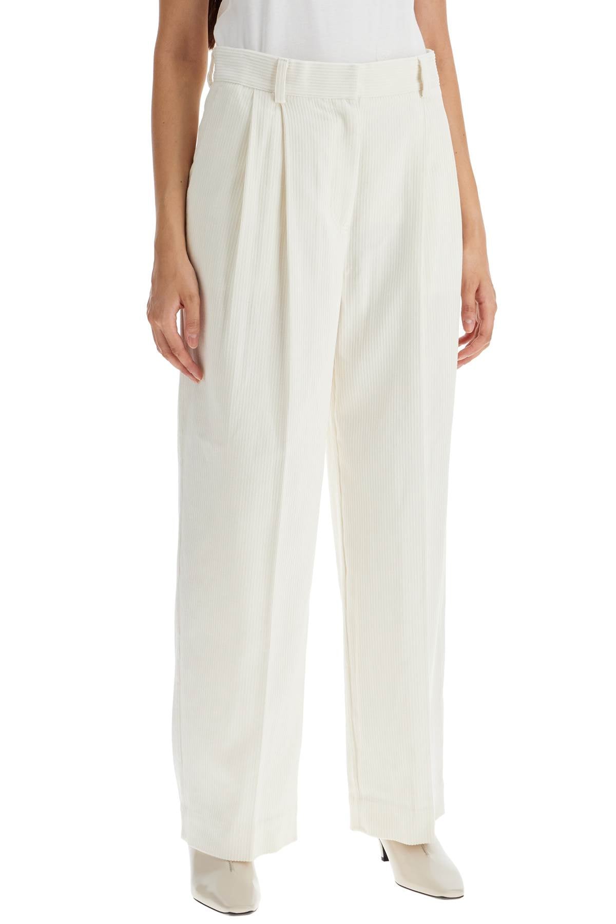 Silk And Cotton Corduroy Pants Made  - White