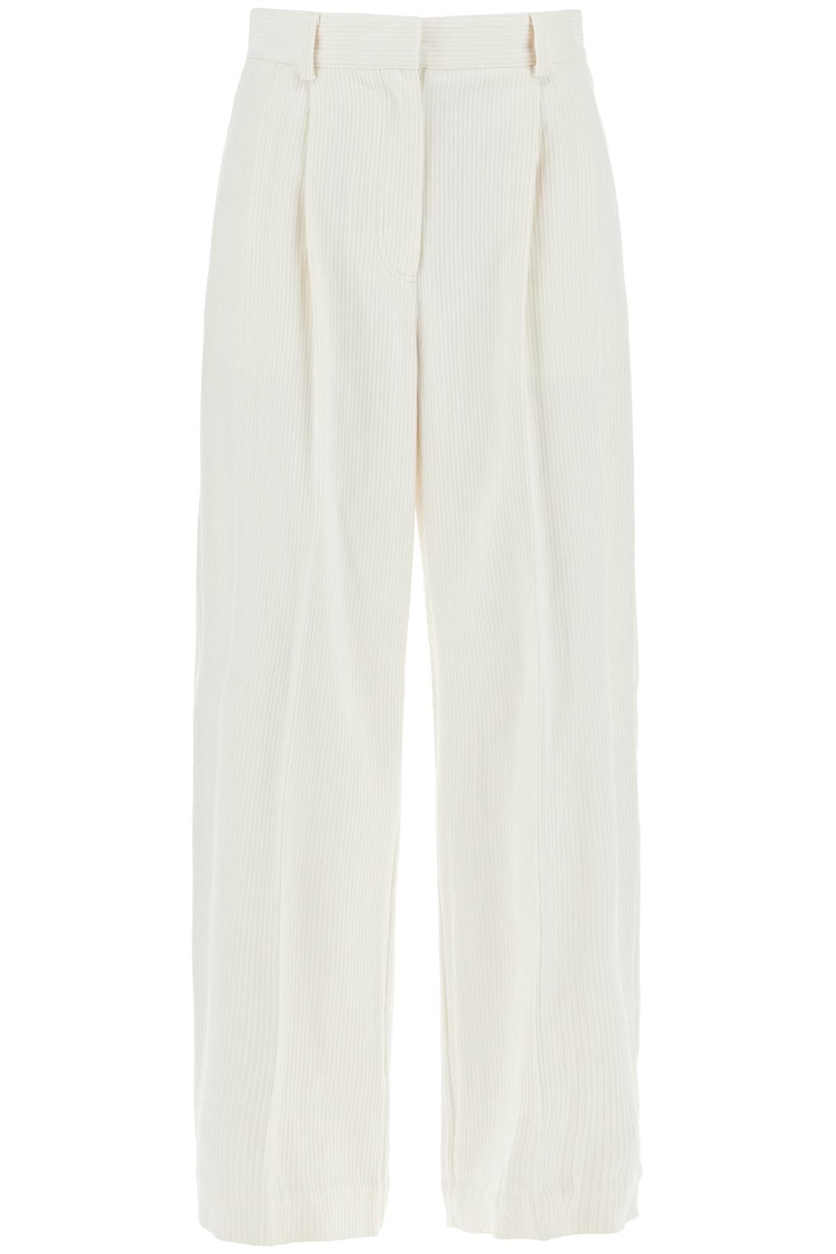 Silk And Cotton Corduroy Pants Made  - White