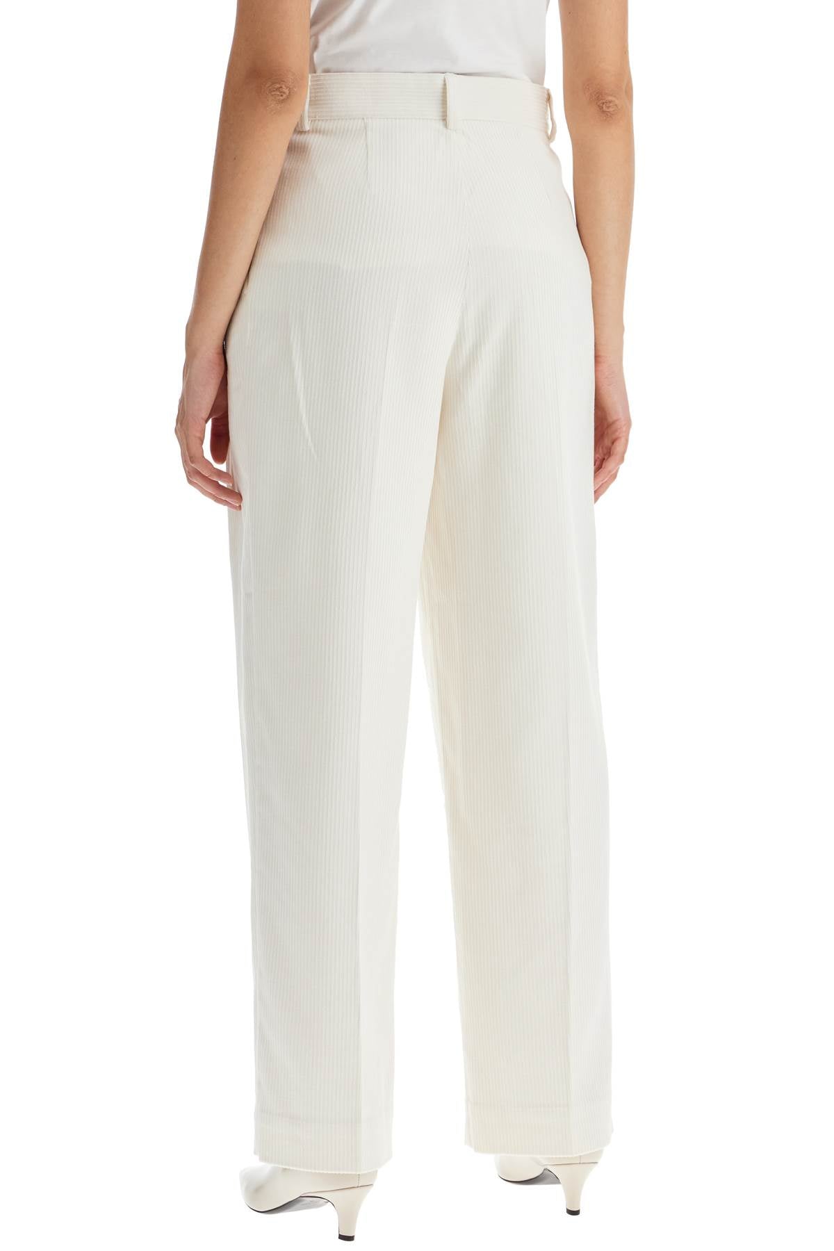 Silk And Cotton Corduroy Pants Made  - White