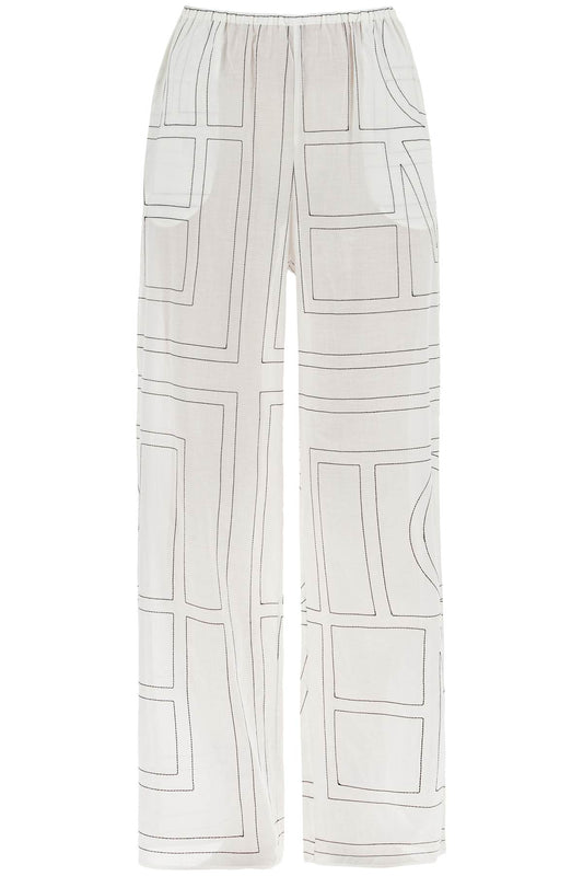 Ma\n\nmonogram Embroidered Pajama Pants  - Bianco