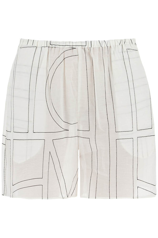 Ma

monogram Embroidered Shorts With  - Bianco