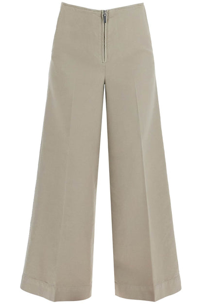 Zip-front Wide Trousers  - Grey