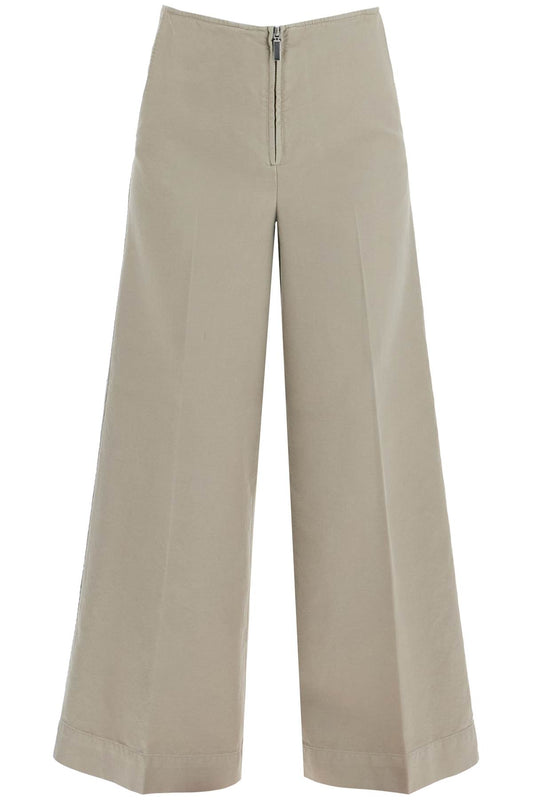 Zip-front Wide Trousers  - Grey