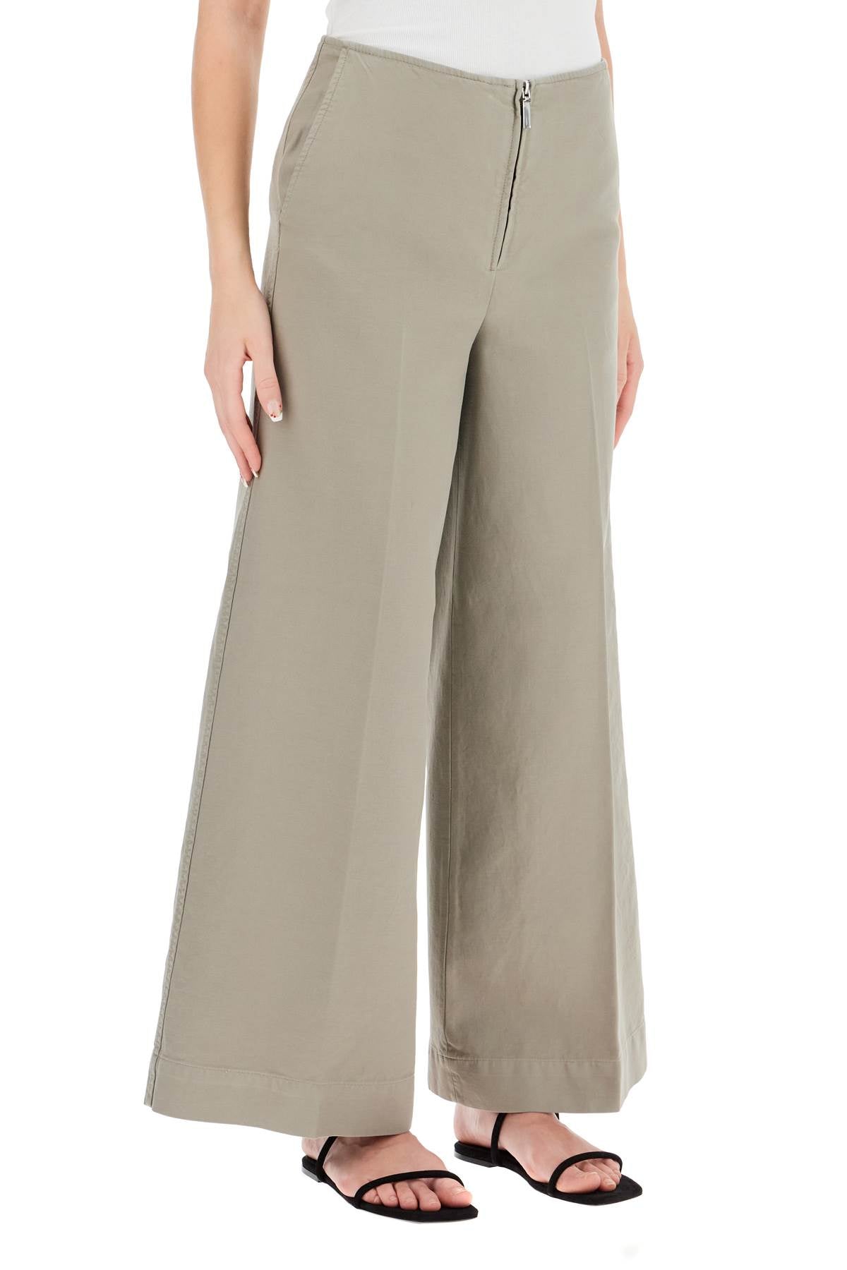 Zip-front Wide Trousers  - Grey