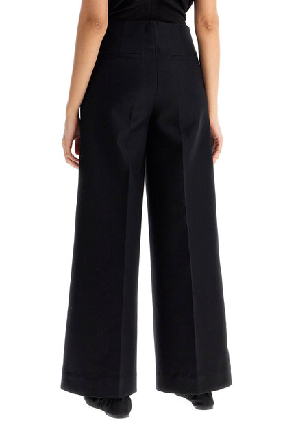 Zip-front Wide Trousers  - Black