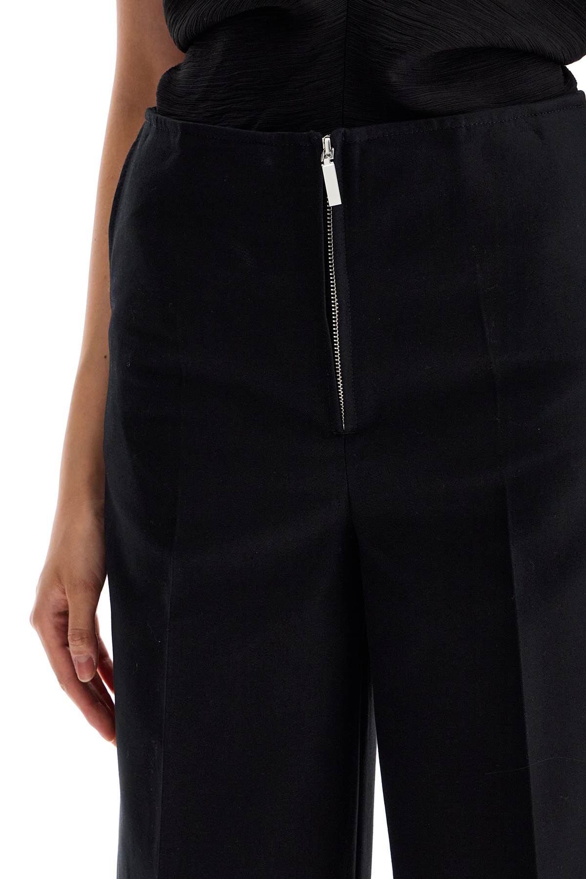 Zip-front Wide Trousers  - Black