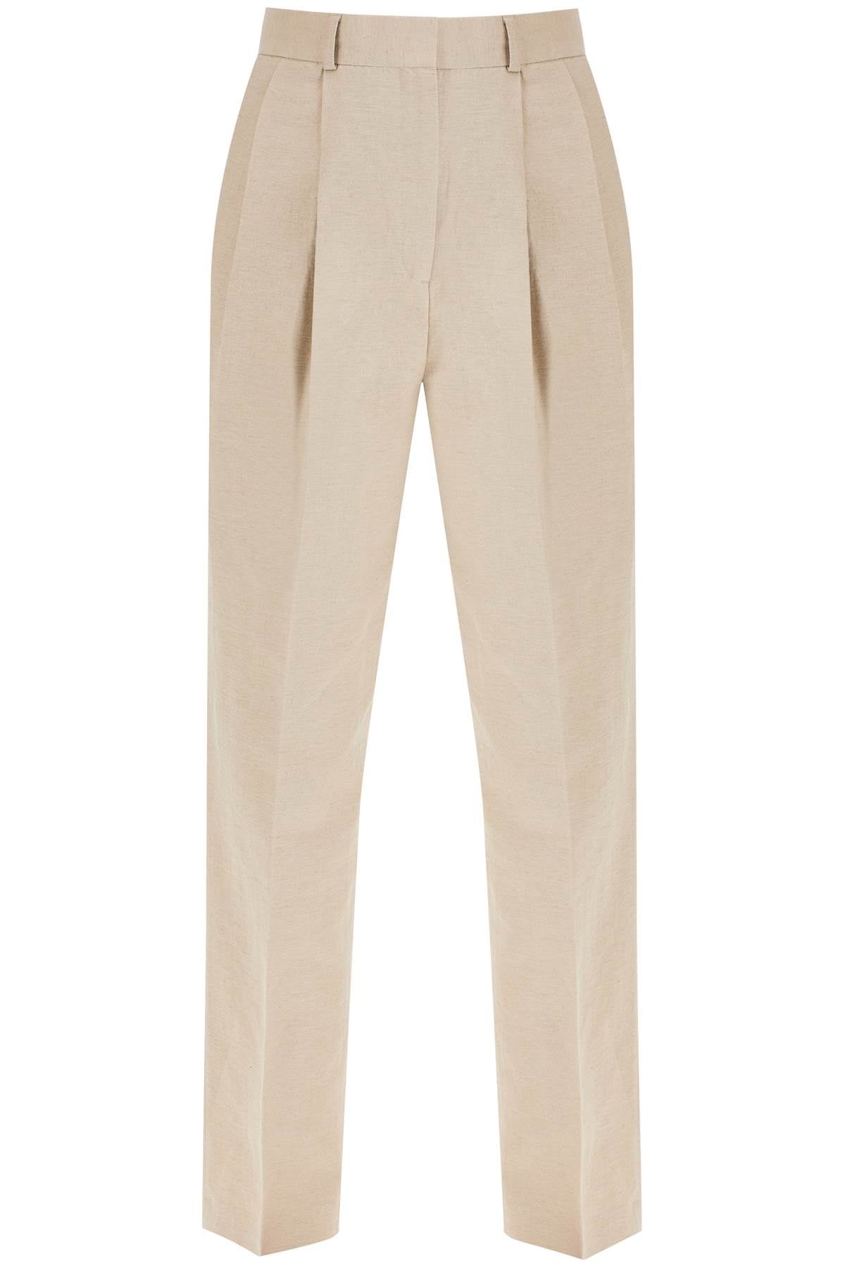 Tailored Linen Blend Trousers For Men  - Beige