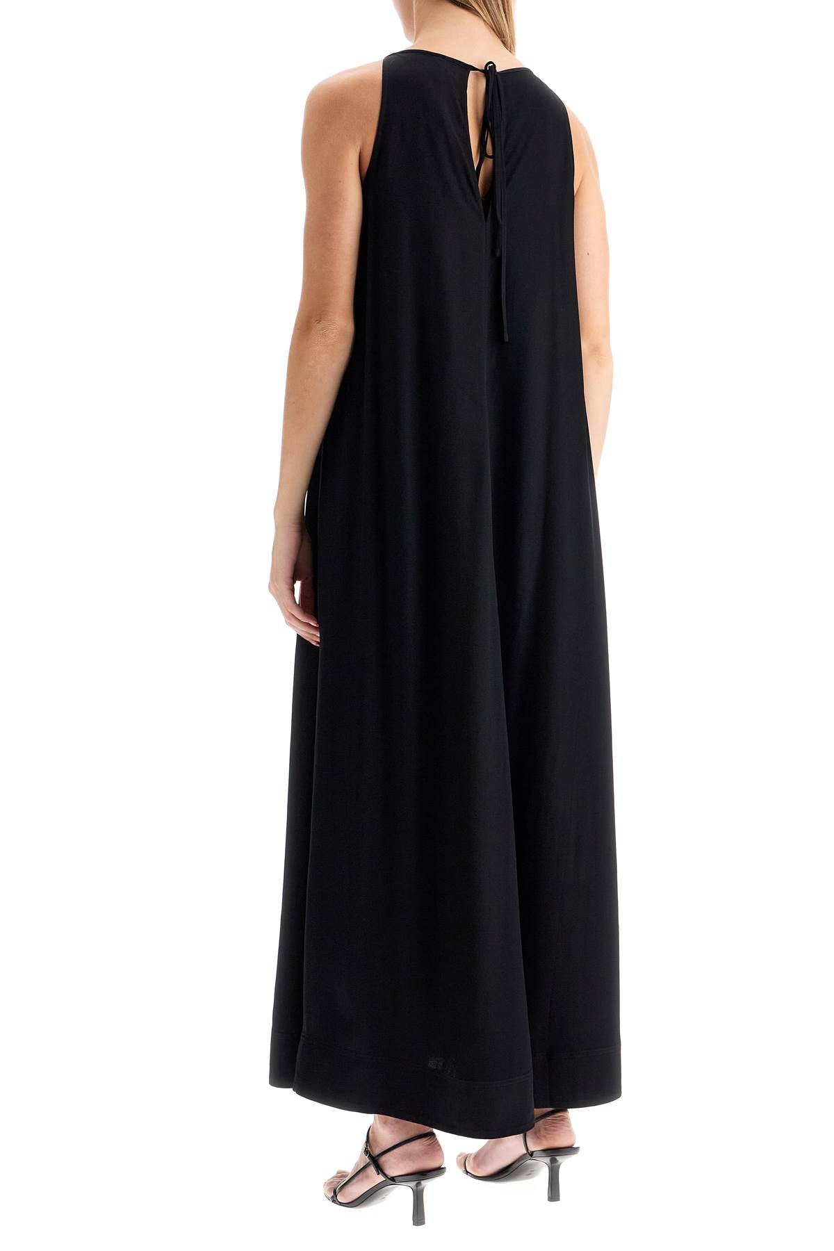 Maxi Dress With T-strap Belt  - Black