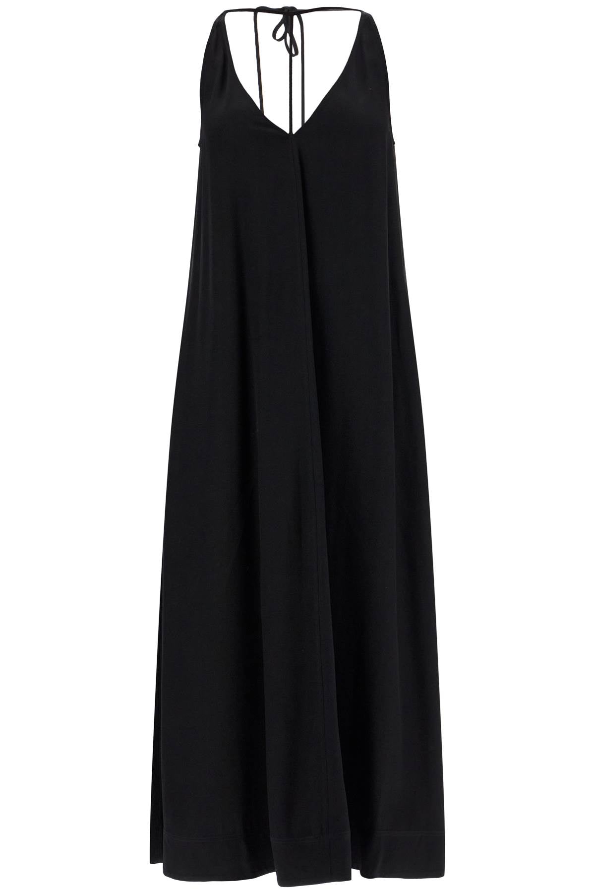 Maxi Dress With T-strap Belt  - Black