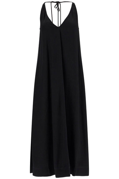 Maxi Dress With T-strap Belt  - Black