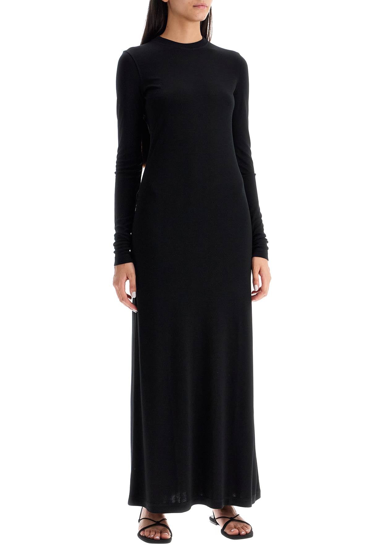 Long-sleeved Jersey Dress  - Black