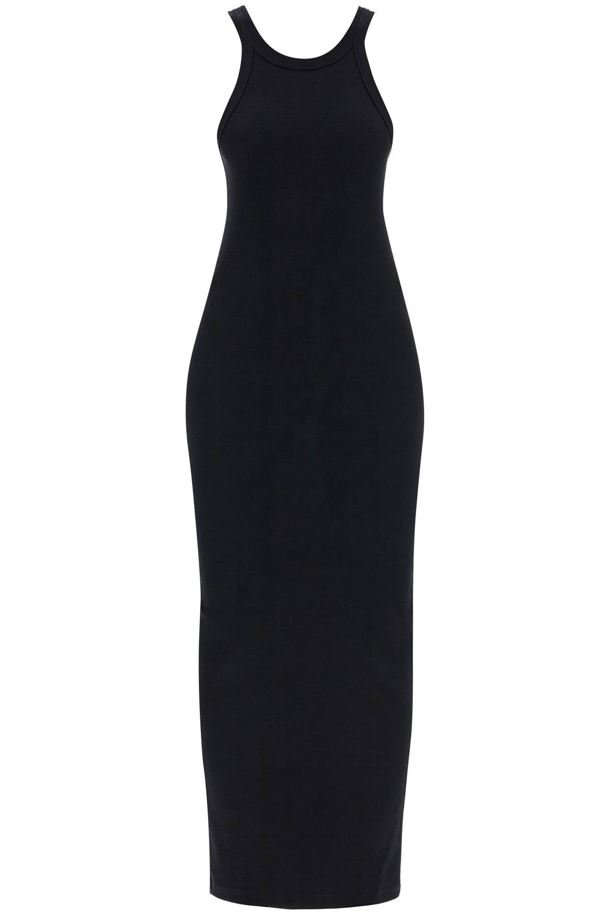 Curved Rib Tank Dress  - Black