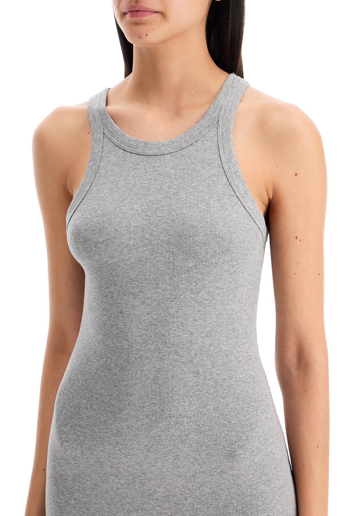 Curved Rib Tank Dress  - Grey